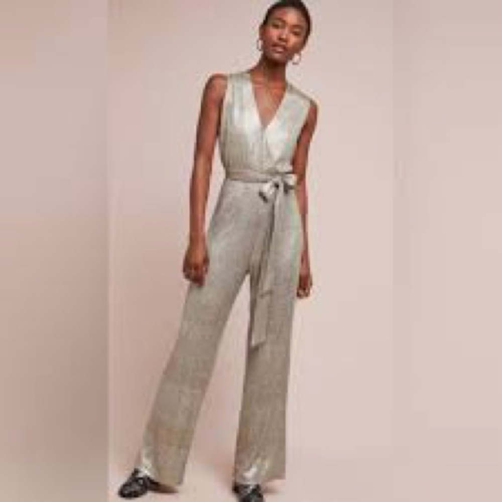 NWT Anthropologie ett:twa Metallic Showstopper Jumpsuit, Size XS